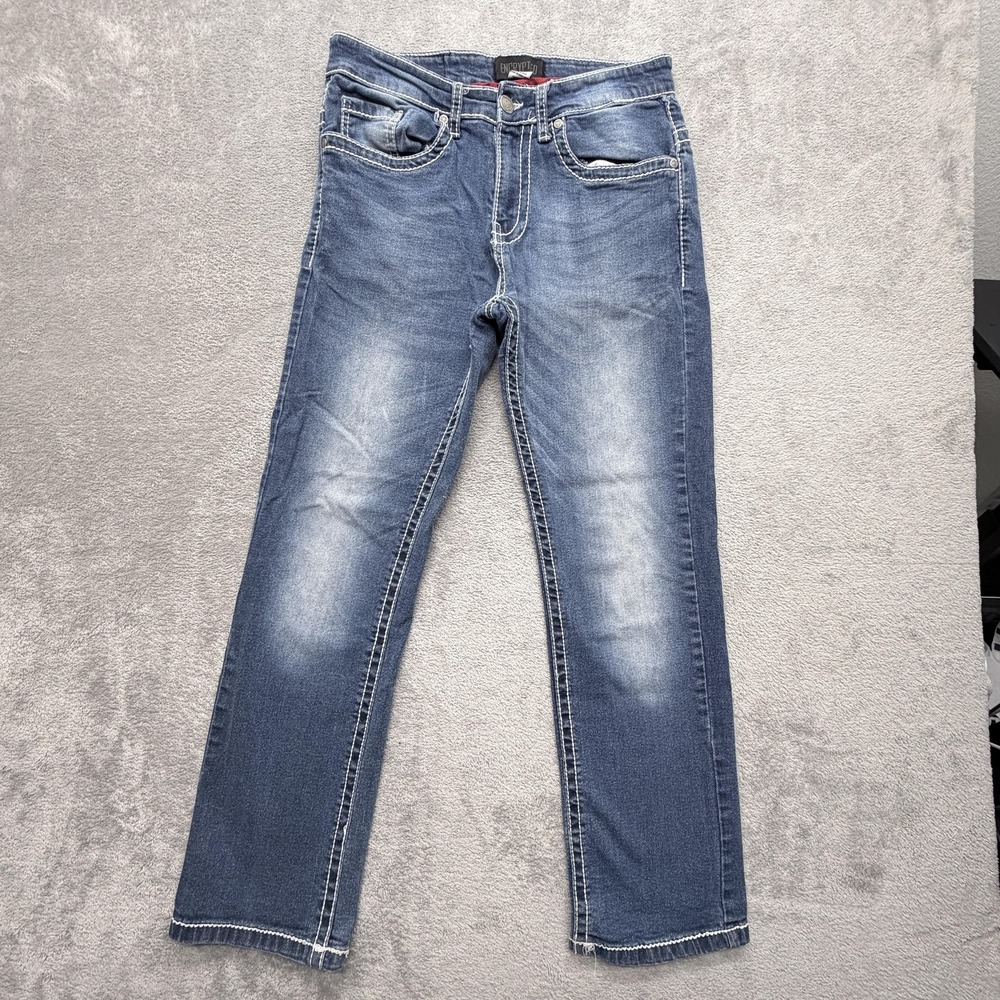 ENCRYPTED Jeans Mens Measured 31x29 Blue Slim Straight Distressed